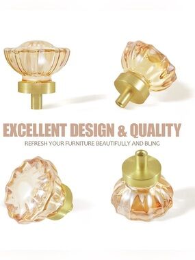 Champagne Crystal Cabinet Knobs 8pc. With 3 Sets Of Screws